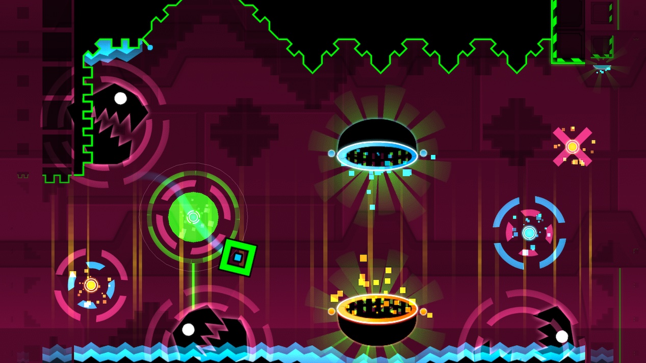 Geometry Dash artwork showing various new game features (2015)